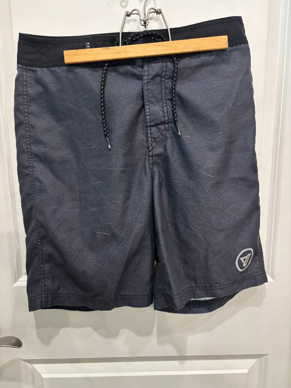 Men's Dark Navy Swim Board Shorts with Black Waistband